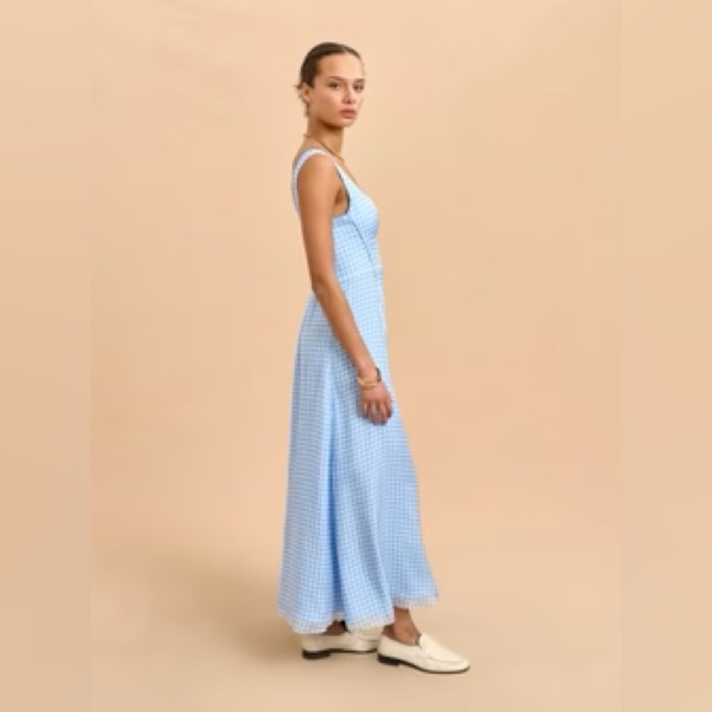 La Ligne Light Blue Gingham Maxi Dress - Picture 2 of 11